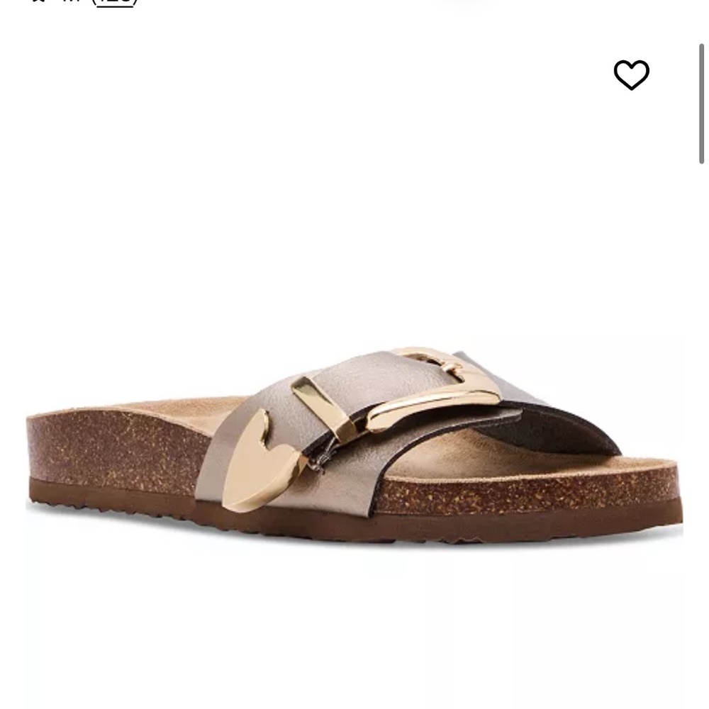 New Madden Girl Brookk Buckled Footbed Slide Flat Taupe Pearl Sandals